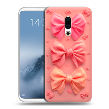 Силиконовый чехол на Meizu 16th Plus с принтом Розовые бантики