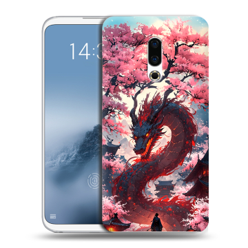 Силиконовый чехол на Meizu 16th Plus с принтом Дракон Японский Силиконовый чехол на Meizu 16th Plus с принтом Дракон Японский
