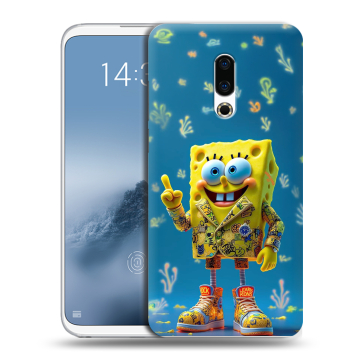 Силиконовый чехол на Meizu 16th Plus с принтом Спанч боб Спанчбоб