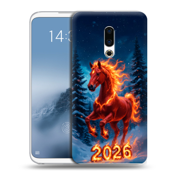 Силиконовый чехол на Meizu 16th Plus с принтом Новый год коня Силиконовый чехол на Meizu 16th Plus с принтом Новый год коня