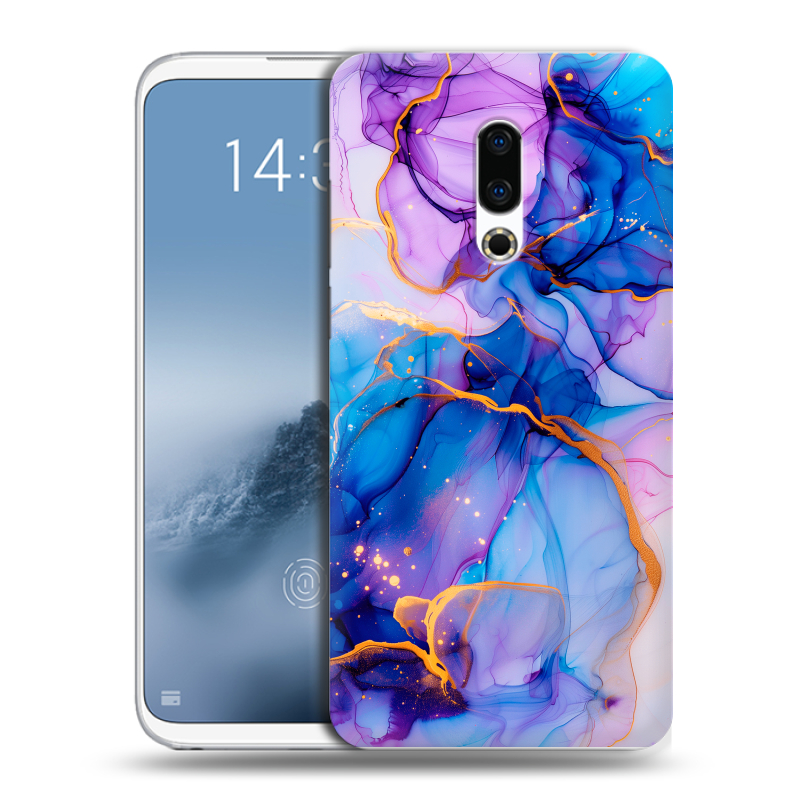 Силиконовый чехол на Meizu 16th Plus с принтом синий мрамор Силиконовый чехол на Meizu 16th Plus с принтом синий мрамор