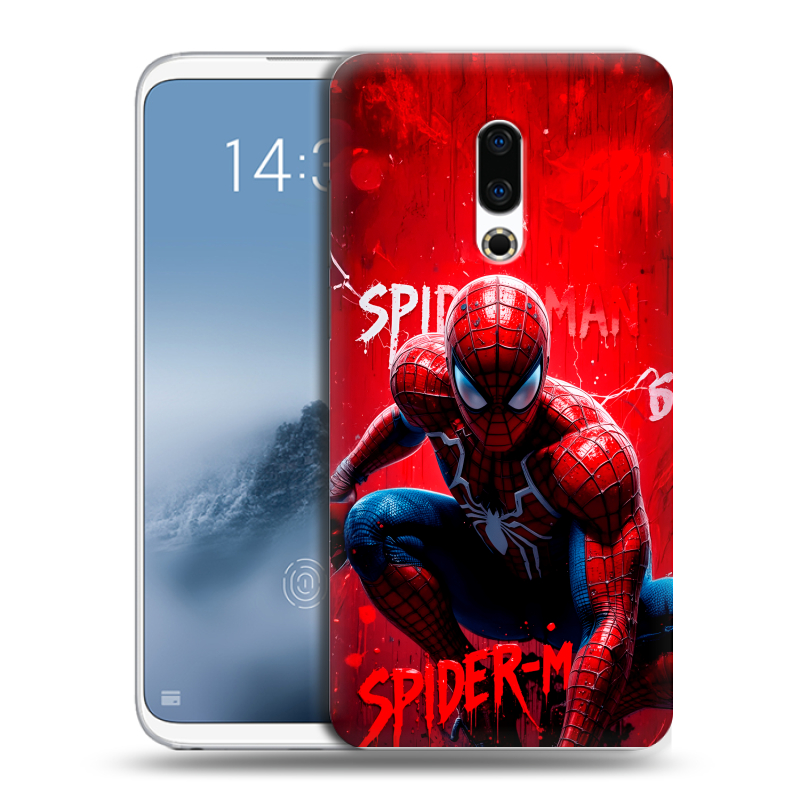 Силиконовый чехол на Meizu 16th Plus с принтом Spiderman Человек паук Силиконовый чехол на Meizu 16th Plus с принтом Spiderman Человек паук