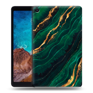 Силиконовый чехол на Xiaomi Mi Pad 4 Plus с принтом Мрамор зеленое золото