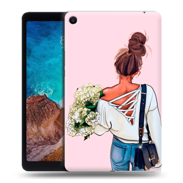 Силиконовый чехол на Xiaomi Mi Pad 4 Plus с принтом Девушка и букет