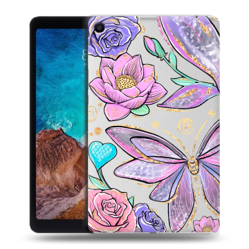 Силиконовый чехол на Xiaomi Mi Pad 4 Plus с принтом Бабочки и цветы