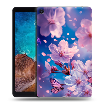 Силиконовый чехол на Xiaomi Mi Pad 4 Plus с принтом цветы бабочки