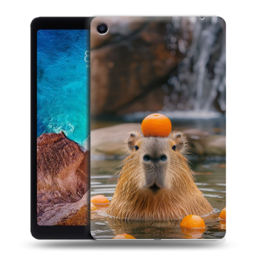 Силиконовый чехол на Xiaomi Mi Pad 4 Plus с принтом Капибара с апельсином