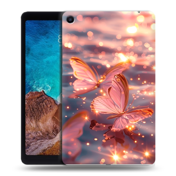 Силиконовый чехол на Xiaomi Mi Pad 4 Plus с принтом бабочки розовые