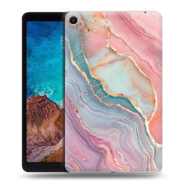 Силиконовый чехол на Xiaomi Mi Pad 4 Plus с принтом розовый мрамор