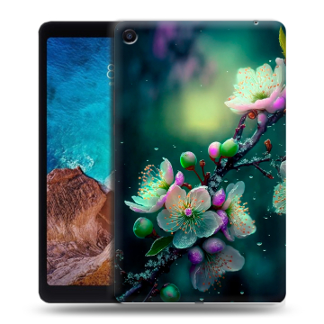 Силиконовый чехол на Xiaomi Mi Pad 4 Plus с принтом Цветы и мрамор
