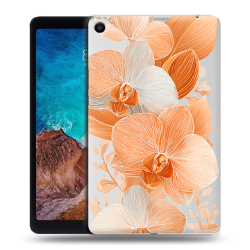 Силиконовый чехол на Xiaomi Mi Pad 4 Plus с принтом Бежевые цветы Силиконовый чехол на Xiaomi Mi Pad 4 Plus с принтом Бежевые цветы