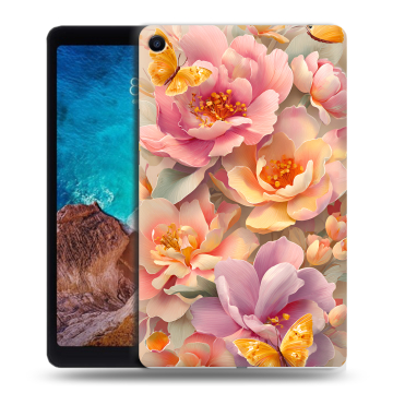 Силиконовый чехол на Xiaomi Mi Pad 4 Plus с принтом Цветы и бабочки Силиконовый чехол на Xiaomi Mi Pad 4 Plus с принтом Цветы и бабочки
