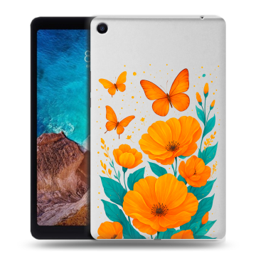 Силиконовый чехол на Xiaomi Mi Pad 4 Plus с принтом цветы бабочки