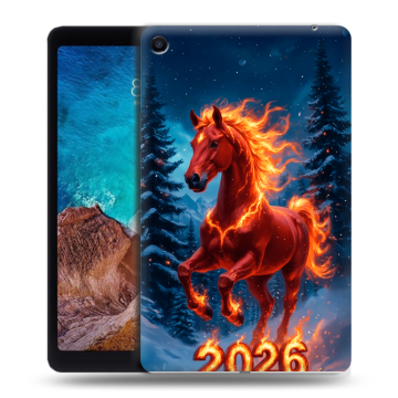 Силиконовый чехол на Xiaomi Mi Pad 4 Plus с принтом Новый год коня