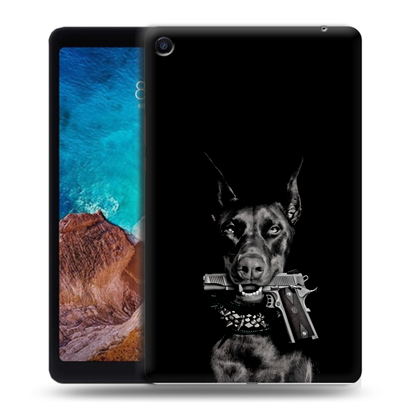 Силиконовый чехол на Xiaomi Mi Pad 4 Plus с принтом Доберман и пистолет Силиконовый чехол на Xiaomi Mi Pad 4 Plus с принтом Доберман и пистолет