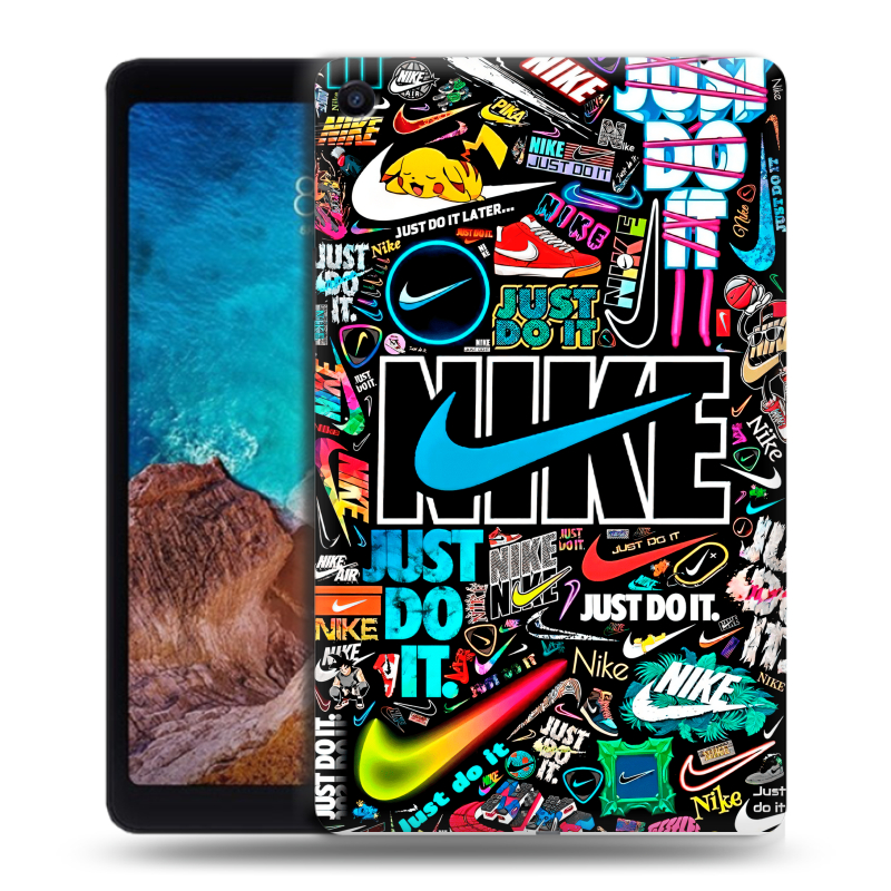 Силиконовый чехол на Xiaomi Mi Pad 4 Plus с принтом найк nike черный Силиконовый чехол на Xiaomi Mi Pad 4 Plus с принтом найк nike черный