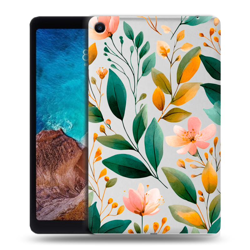 Силиконовый чехол на Xiaomi Mi Pad 4 Plus с принтом Цветы паттерн Силиконовый чехол на Xiaomi Mi Pad 4 Plus с принтом Цветы паттерн