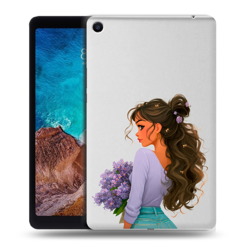 Силиконовый чехол на Xiaomi Mi Pad 4 Plus с принтом девушка цветы Силиконовый чехол на Xiaomi Mi Pad 4 Plus с принтом девушка цветы