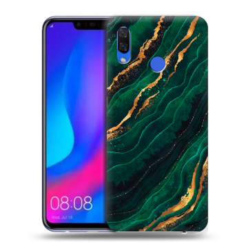 Пластиковый чехол на Huawei Nova 3 с принтом Мрамор зеленое золото