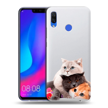 Пластиковый чехол на Huawei Nova 3 с принтом Кошки