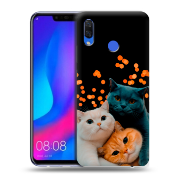 Пластиковый чехол на Huawei Nova 3 с принтом Кошки