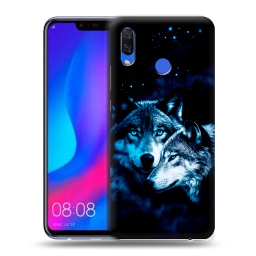 Пластиковый чехол на Huawei Nova 3 с принтом Волки