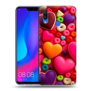 Пластиковый чехол на Huawei Nova 3 с принтом Сердечки