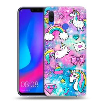 Пластиковый чехол на Huawei Nova 3 с принтом Единороги