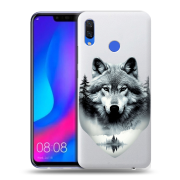 Пластиковый чехол на Huawei Nova 3 с принтом Волк в лесу Пластиковый чехол на Huawei Nova 3 с принтом Волк в лесу