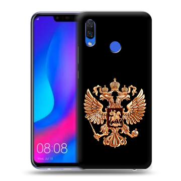 Пластиковый чехол на Huawei Nova 3 с принтом Герб России золотой