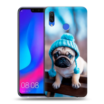 Пластиковый чехол на Huawei Nova 3 с принтом Мопс в шапке