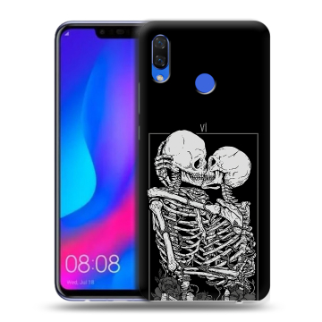 Пластиковый чехол на Huawei Nova 3 с принтом Поцелуй скелетов
