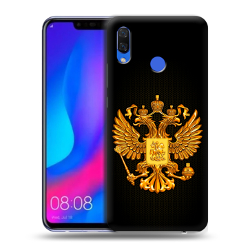 Пластиковый чехол на Huawei Nova 3 с принтом Герб России желтый Пластиковый чехол на Huawei Nova 3 с принтом Герб России желтый