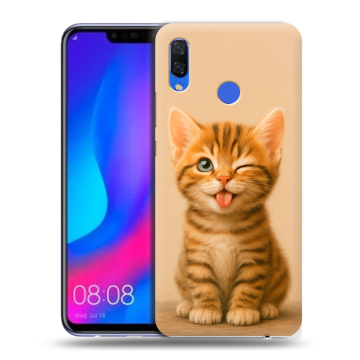 Пластиковый чехол на Huawei Nova 3 с принтом котенок