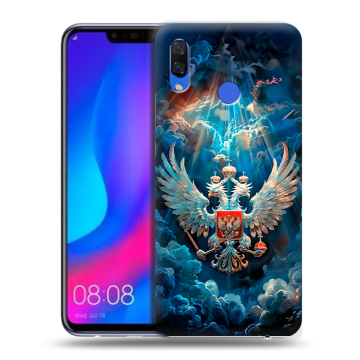 Пластиковый чехол на Huawei Nova 3 с принтом Герб флаг России