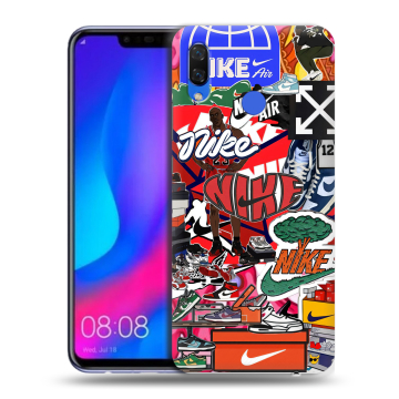 Пластиковый чехол на Huawei Nova 3 с принтом Найк Nike яркий