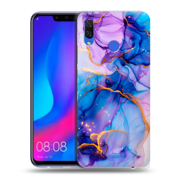 Пластиковый чехол на Huawei Nova 3 с принтом синий мрамор