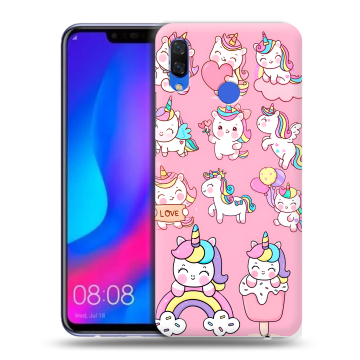 Пластиковый чехол на Huawei Nova 3 с принтом Единороги и радуга Пластиковый чехол на Huawei Nova 3 с принтом Единороги и радуга