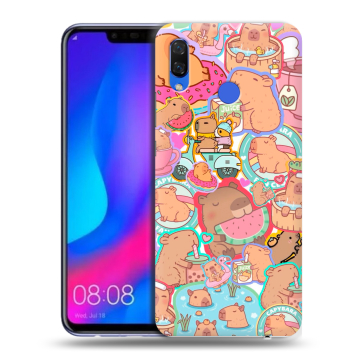 Пластиковый чехол на Huawei Nova 3 с принтом капибары Пластиковый чехол на Huawei Nova 3 с принтом капибары