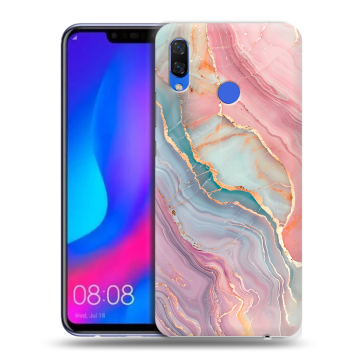Пластиковый чехол на Huawei Nova 3 с принтом розовый мрамор
