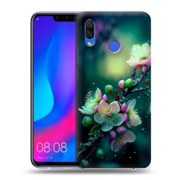 Пластиковый чехол на Huawei Nova 3 с принтом Цветы и мрамор