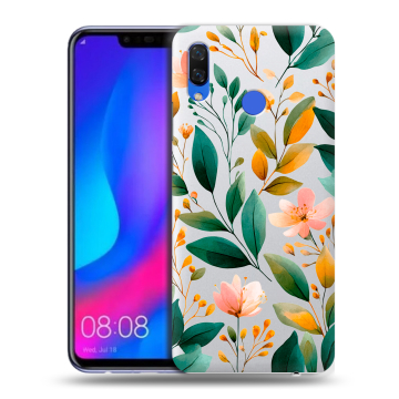 Пластиковый чехол на Huawei Nova 3 с принтом Цветы паттерн Пластиковый чехол на Huawei Nova 3 с принтом Цветы паттерн