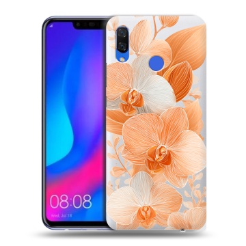 Пластиковый чехол на Huawei Nova 3 с принтом Бежевые цветы Пластиковый чехол на Huawei Nova 3 с принтом Бежевые цветы