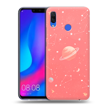 Пластиковый чехол на Huawei Nova 3 с принтом Розовый космос
