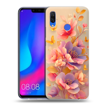 Пластиковый чехол на Huawei Nova 3 с принтом Цветы и бабочки