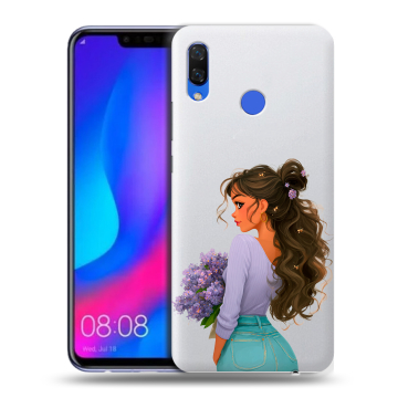 Пластиковый чехол на Huawei Nova 3 с принтом девушка цветы