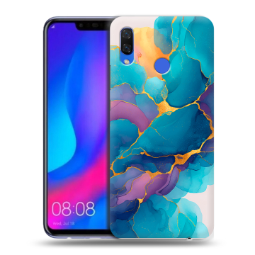 Пластиковый чехол на Huawei Nova 3 с принтом Мрамор блестки