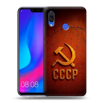 Пластиковый чехол на Huawei Nova 3 с принтом Флаг Герб СССР