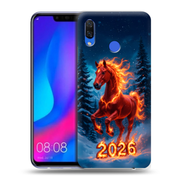 Пластиковый чехол на Huawei Nova 3 с принтом Новый год коня