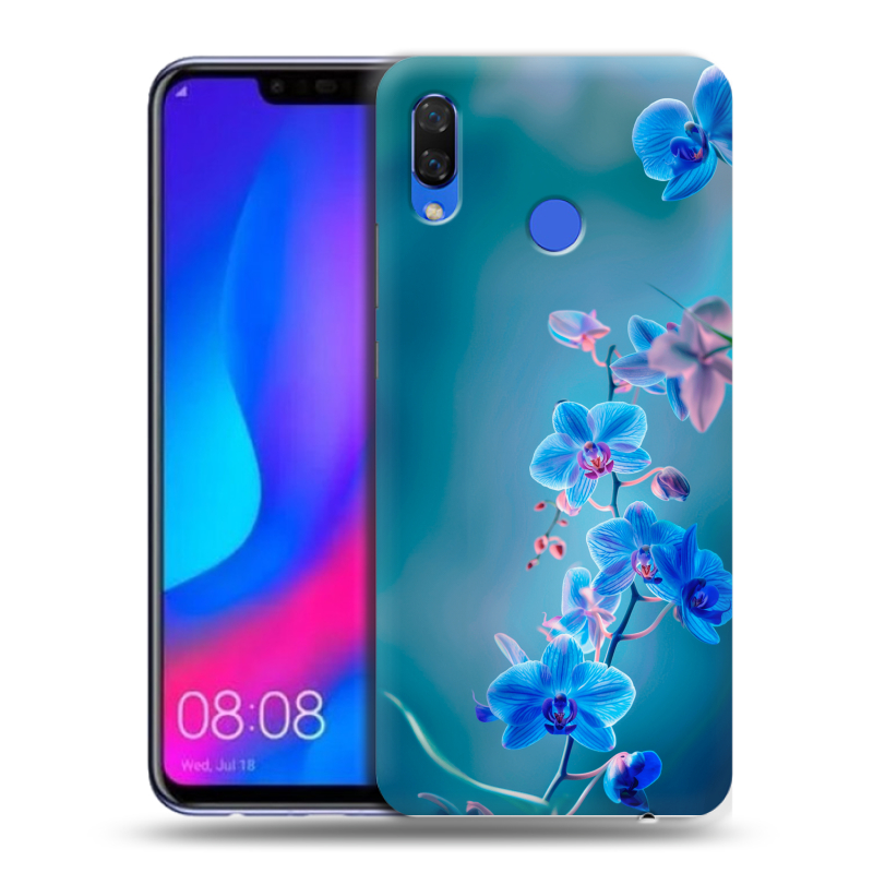 Пластиковый чехол на Huawei Nova 3 с принтом Голубые цветы Пластиковый чехол на Huawei Nova 3 с принтом Голубые цветы